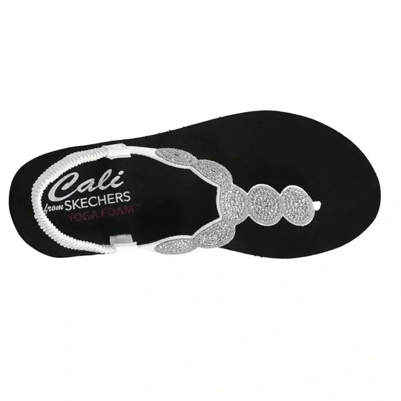 SKECHERS Sz 7 Skechers White Stars & Circles Rhinestone Slingback Thong Sandal - Picture 1 of 6